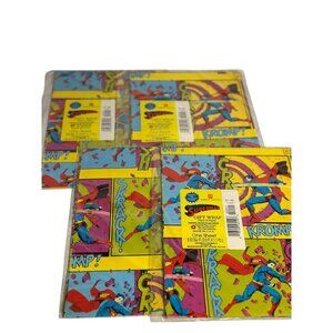 4 Sheets VTG American Greetings Superman Comic Wrapping Paper NOS Superhero